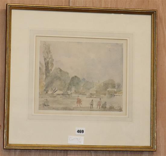 Philip Connard (1875-1958), watercolour, The Thames at Richmond, signed, 22 x 28cm